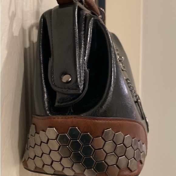 Black and Brown Handbag with Silver Accents - Picture 8 of 14